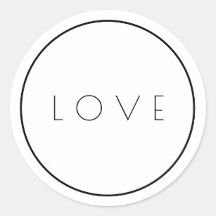 Minimalist White Black Love Stickers With Border