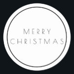 Minimalist White Black Merry Christmas Typography Classic Round Sticker<br><div class="desc">Give your stationary and gift wrap a clean look with these Minimalist White Merry Christmas Stickers.</div>