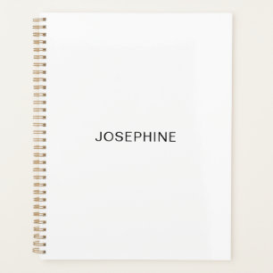 Minimalist white black modern simple personalised planner