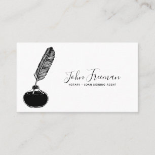 Minimalist White & Black Notary Loan Signing Agent Business Card