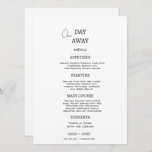 Minimalist White & Black One Day Away Wedding  Menu