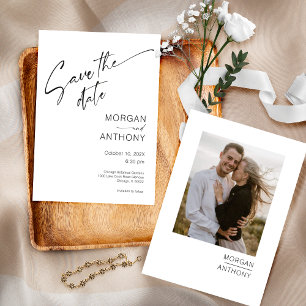 Minimalist White Black Photo Save The Date