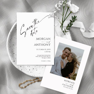Minimalist White Black Photo Save The Date