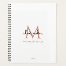 Minimalist White Black Rose Gold Monogram Name