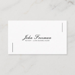 Minimalist White & Black Signing Agent Notary Business Card