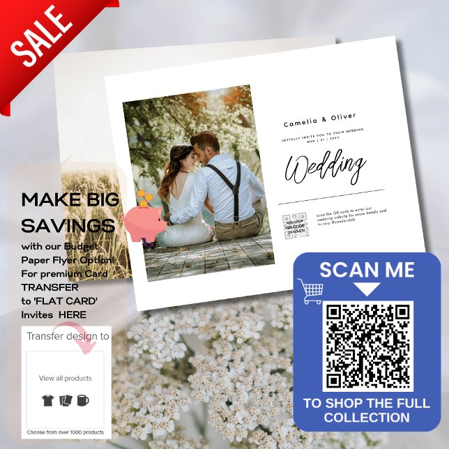  MINIMALIST White & Black Wedding PHOTO QR CODE Flyer (Creator Uploaded)