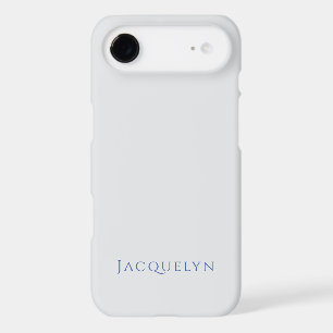 Minimalist White Blue Plain Elegant Modern Name