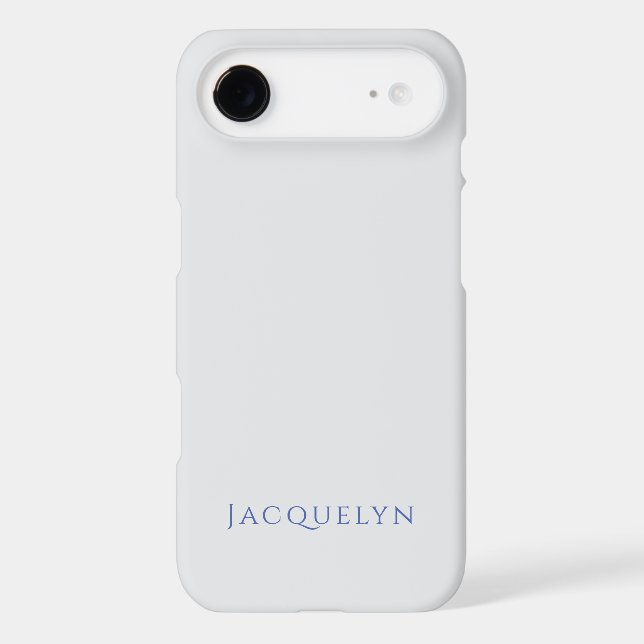 Minimalist White Blue Plain Elegant Modern Name (Back)
