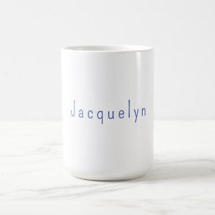 Minimalist White Blue Plain Elegant Modern Name Coffee Mug