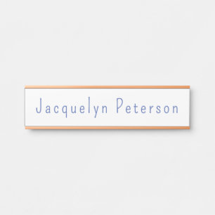 Minimalist White Blue Plain Elegant Modern Name Door Sign