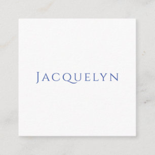 Minimalist White Blue Plain Elegant Modern Name Enclosure Card