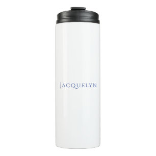Minimalist White Blue Plain Elegant Modern Name Thermal Tumbler