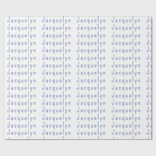 Minimalist White Blue Plain Elegant Modern Name Wrapping Paper