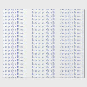 Minimalist White Blue Plain Elegant Modern Name Wrapping Paper