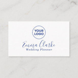 Minimalist White Blue Scan Code Business Card