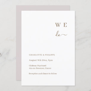 Minimalist White Blush We Do Wedding Invitation