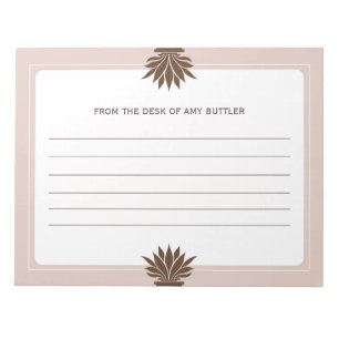 Minimalist White Brown From the desk of Notepad