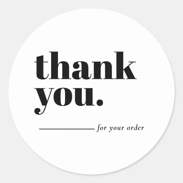 Minimalist White Business Customer Thank You Classic Round Sticker (Front)