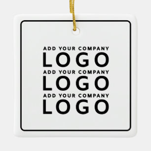 Minimalist White Business Logo Company Branded Ceramic Ornament