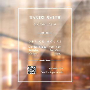 Minimalist White Business Office Hours QR Code 