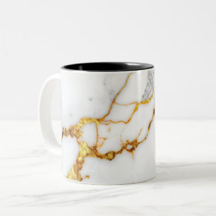 Minimalist White Carrara Marble & Gold Veins MUG