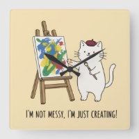 Minimalist White Cat Creative Yellow Home Accent