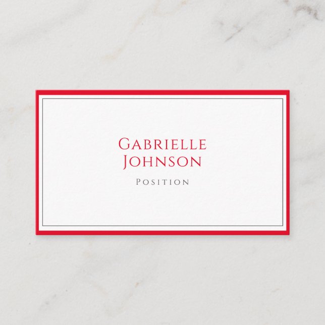 Minimalist White Cherry Red Simple Bold Elegant Business Card (Front)