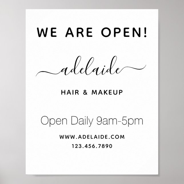 Minimalist White Chic Hair stylist Salon Reopening Poster (Front)
