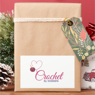 Minimalist white Crochet logo and personalise Rectangular Sticker