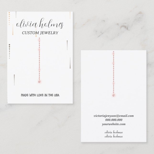 Minimalist white diamond jewellery business card (Front/Back)