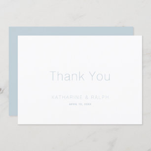 Minimalist White Dusty Blue Wedding Thank You