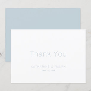 Minimalist White Dusty Blue Wedding Thank You Card