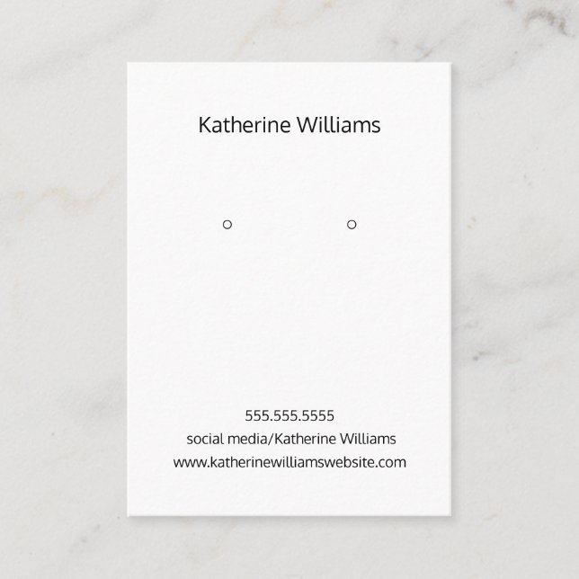 Minimalist White Earring Display Card (Front)