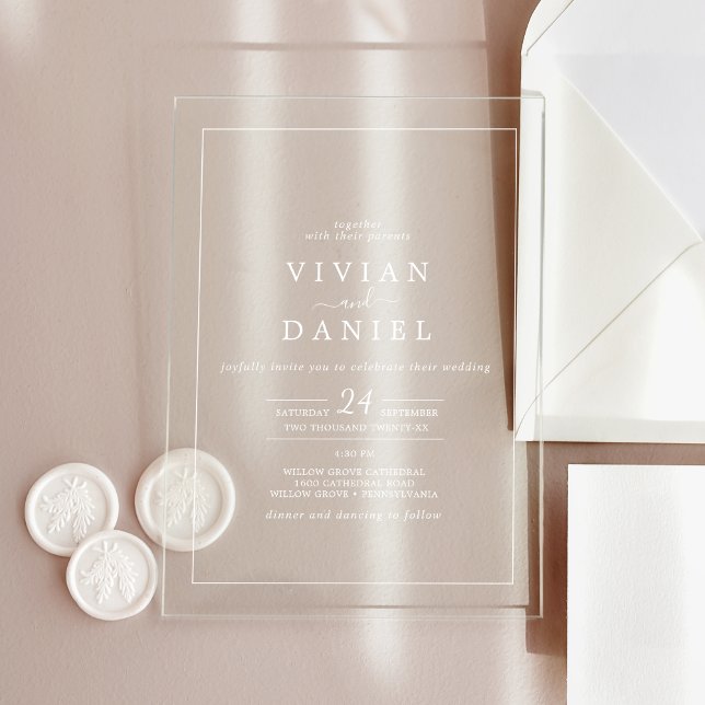 Minimalist White Elegant Modern Simple Wedding Acrylic Invitations (Minimalist White Elegant Modern Simple Wedding Acrylic Invitations)