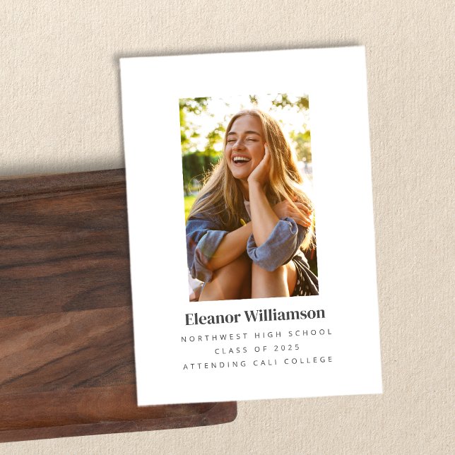 Minimalist White Elegant Photo College Graduation Announcement (Creator Uploaded)