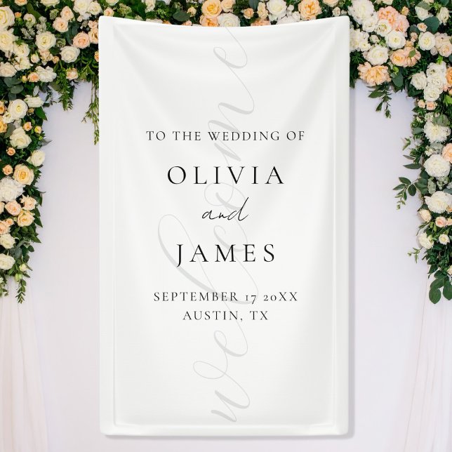 Minimalist White Elegant Script Wedding Welcome Banner (Creator Uploaded)