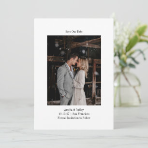 Minimalist White Elegant Wedding Custom Photo Save The Date