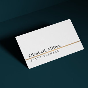 Minimalist White Faux Gold Line Event Planner Business Card