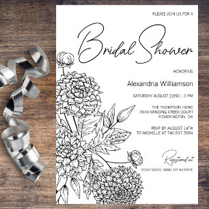 Minimalist White Floral Bouquet Bridal Shower  Invitation