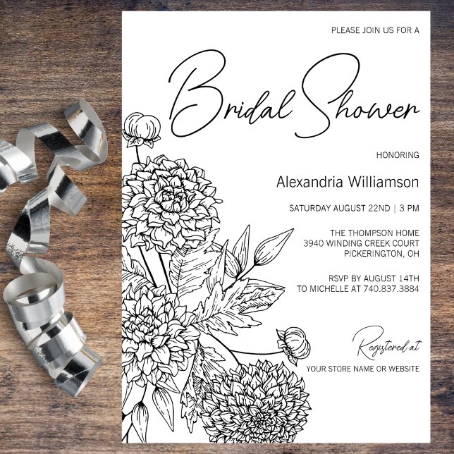 Minimalist White Floral Bouquet Bridal Shower  Invitation (Creator Uploaded)
