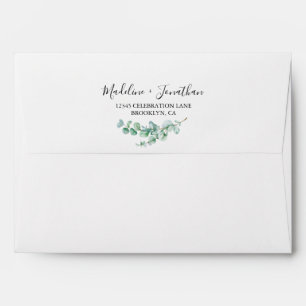 Minimalist White Floral Eucalyptus Envelope