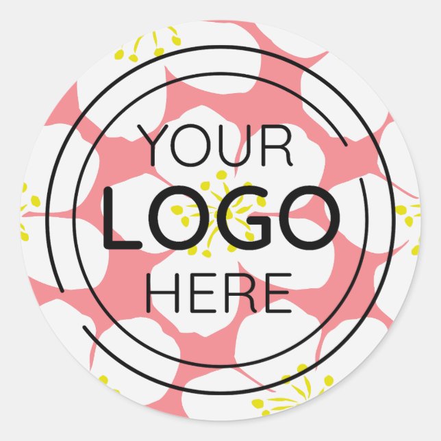 Minimalist White Floral Pattern Classic Round Sticker (Front)