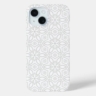 Minimalist White Floral Pattern iPhone 15 Pro Max Case