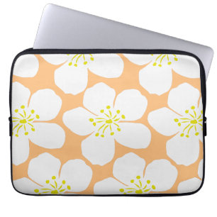 Minimalist White Floral Pattern Laptop Sleeve