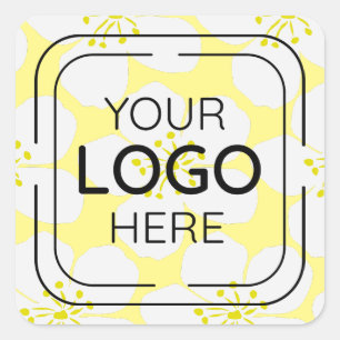 Minimalist White Floral Pattern Square Sticker
