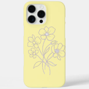 minimalist white flowers on black aesthetic iPhone 16 pro max case