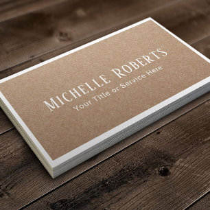 Minimalist White Framed Rustic Kraft Business Card