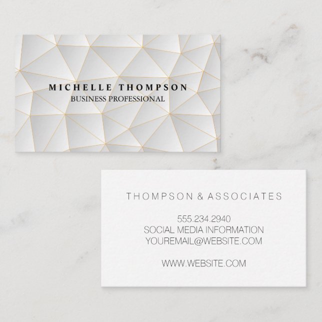 Minimalist White Geometric Background Business Card (Front/Back)