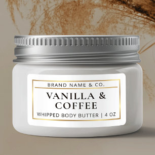 Minimalist White & Gold Body Butter Jar Product Label