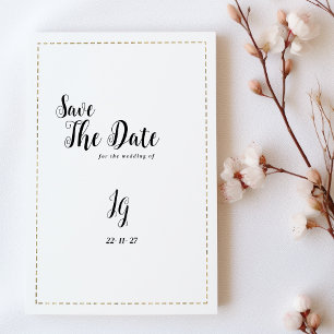 Minimalist white gold calligraphy Save The Date Invitation